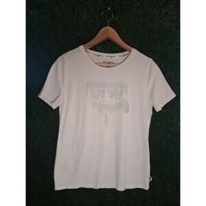 Karl Lagerfeld Paris Women's White Graphic T-Shirt Size Small S/CH/P Rhinestone